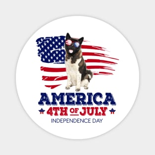 American Akita Flag USA - America 4th Of July Independence Day Magnet